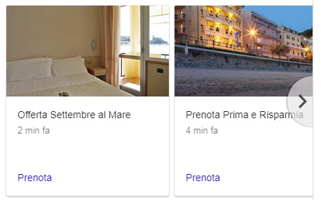Google Posts, carousel offerte hotel