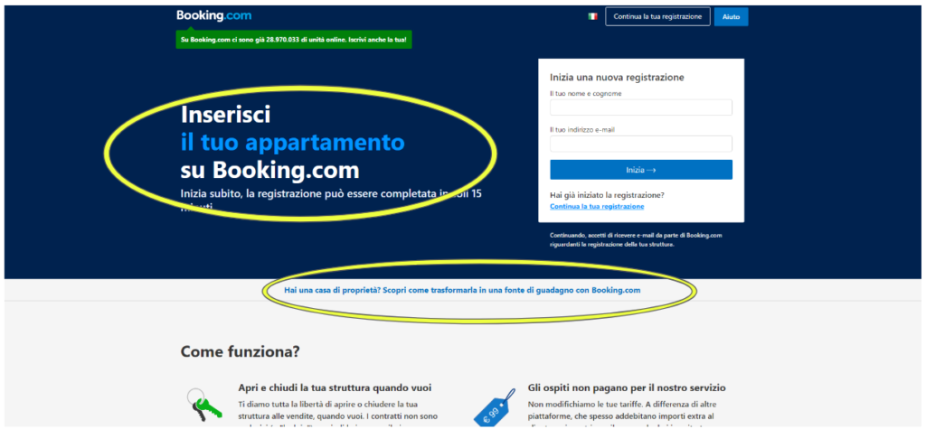 Booking.com registra nuova struttura